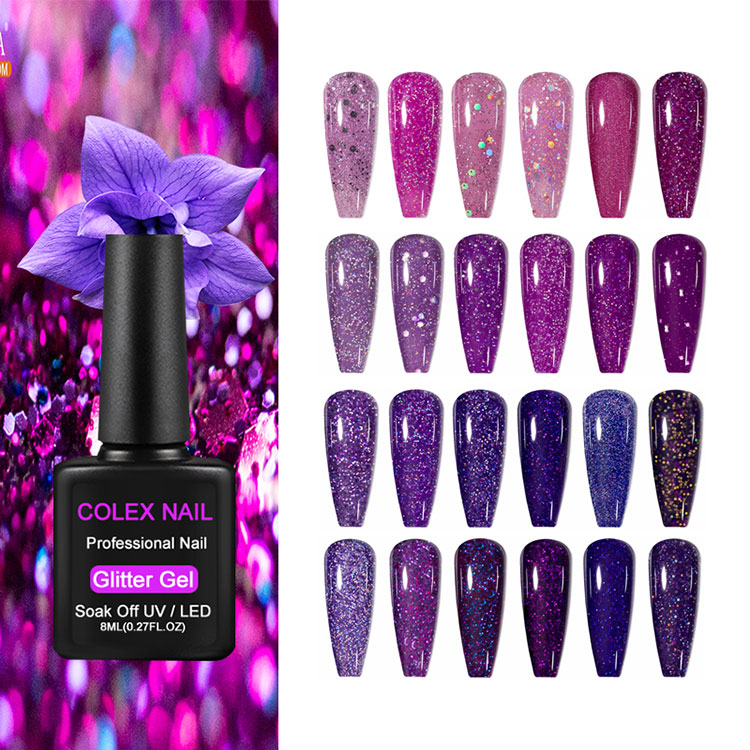 8ml semir gel glitter ungu