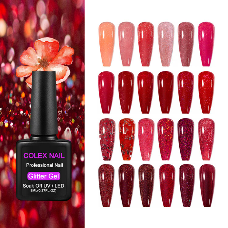 8ml Hadiah Polandia Gel Glitter Merah