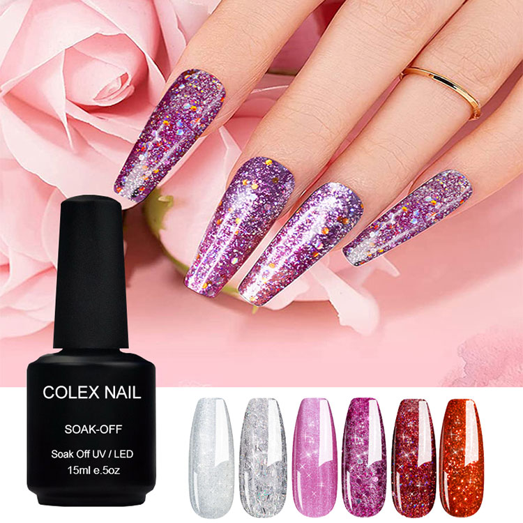 Polandia Gel Glitter Glitter Berwarna -warni Tinggi