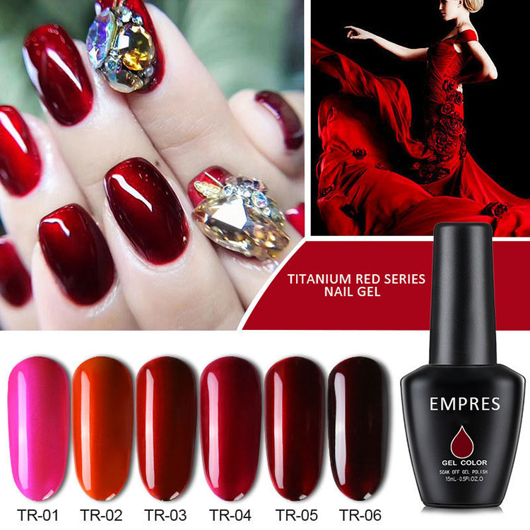 Efek cermin titanium merah UV gel polish