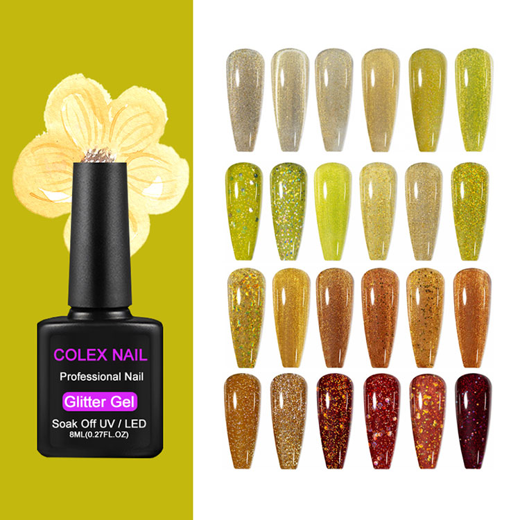 Set polis polir gel glitter kuning oranye